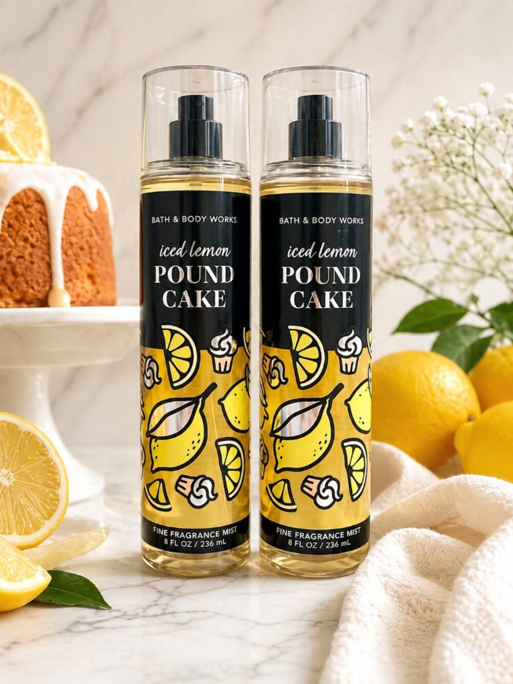 Set of 2 Bath & Body Works Iced Lemon Pound Cake Fine Fragrance Mist 🍋